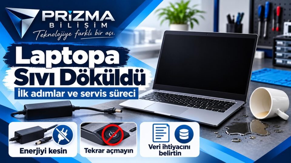 Laptopa Sıvı Döküldü: İlk Adımlar ve Servis Süreci